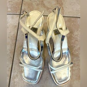 SOFIA Strapy Heels size 37.5/size 7.5 cream color with crystal straps
